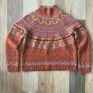 American Eagle Orange Patterned Sweater